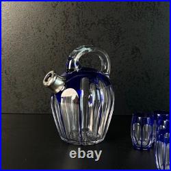 Service à liqueur Art Déco en cristal doublé, Saint-Louis, cerclé Argent 1930