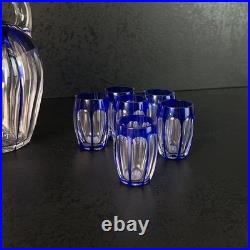 Service à liqueur Art Déco en cristal doublé, Saint-Louis, cerclé Argent 1930