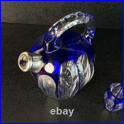 Service à liqueur Art Déco en cristal doublé, Saint-Louis, cerclé Argent 1930