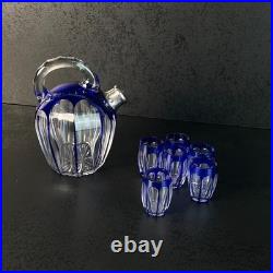 Service à liqueur Art Déco en cristal doublé, Saint-Louis, cerclé Argent 1930