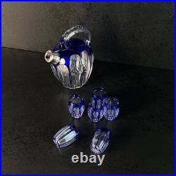 Service à liqueur Art Déco en cristal doublé, Saint-Louis, cerclé Argent 1930