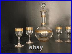 Service à liqueur carafe verre cristal gavé doré or Baccarat ou Saint Louis