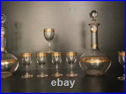 Service à liqueur carafe verre cristal gavé doré or Baccarat ou Saint Louis