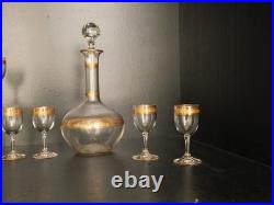 Service à liqueur carafe verre cristal gavé doré or Baccarat ou Saint Louis