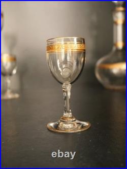 Service à liqueur carafe verre cristal gavé doré or Baccarat ou Saint Louis