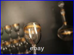 Service à liqueur carafe verre cristal gavé doré or Baccarat ou Saint Louis