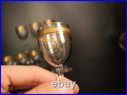 Service à liqueur carafe verre cristal gavé doré or Baccarat ou Saint Louis