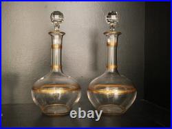 Service à liqueur carafe verre cristal gavé doré or Baccarat ou Saint Louis