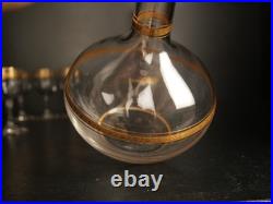 Service à liqueur carafe verre cristal gavé doré or Baccarat ou Saint Louis