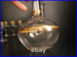 Service à liqueur carafe verre cristal gavé doré or Baccarat ou Saint Louis
