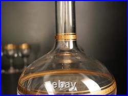 Service à liqueur carafe verre cristal gavé doré or Baccarat ou Saint Louis