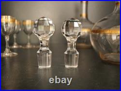 Service à liqueur carafe verre cristal gavé doré or Baccarat ou Saint Louis