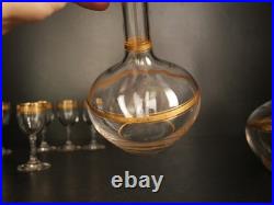 Service à liqueur carafe verre cristal gavé doré or Baccarat ou Saint Louis