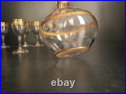 Service à liqueur carafe verre cristal gavé doré or Baccarat ou Saint Louis