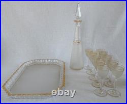 Service à liqueur cristal de Saint Louis modèle givré doré