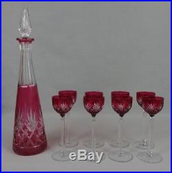 Service à liqueur cristal taillé doublé Saint-Louis Massenet 8 verres + carafe