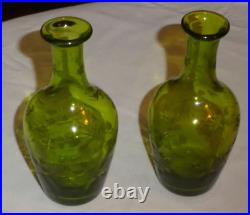 Service à liqueur en Cristal De Saint Louis Baccarat vert olive gravé 7 pièces