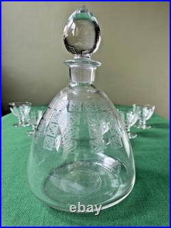 Service à liqueur gravé en cristal Baccarat Saint Louis