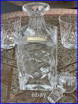 Service à whisky Cristal Saint Louis Chantilly signé TBE carafe & 4 verres