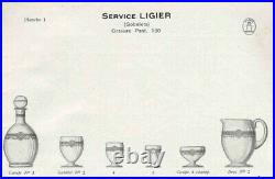 Service de 5 verres à eau en cristal de Saint Louis modèle Ligier gravure 130