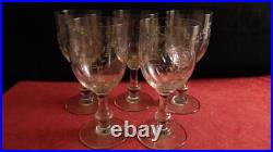 Service de 5 verres à vin cristal Saint Louis service Metz gravure 3216 Muguet