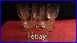 Service de 5 verres à vin cristal Saint Louis service Metz gravure 3216 Muguet