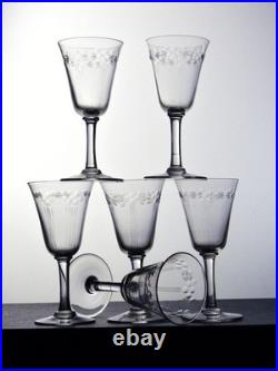 Service de 6 verres à vin en cristal Attribués à Saint-Louis, début XXe siècle