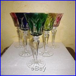 Service de 6 verres roemers couleur en cristal de Saint St Louis Camargue
