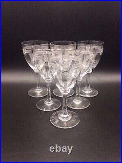 Service de six verres à vin blanc cristal soufflé gravé Saint-Louis modèle Manon
