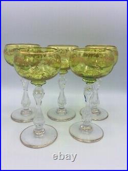 Service douze verres à vin roemer cristal taillé gravé doré Saint-Louis Micado