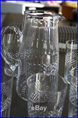 Service à orangeade Carafe + 8 verres cristal de Saint Louis. Repertorié signé