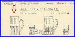 Service à orangeade Carafe + 8 verres cristal de Saint Louis. Repertorié signé