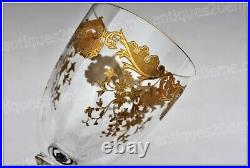 Set 6 verres à eau en cristal de Saint Louis Massenet Or NEUFS Water glasses