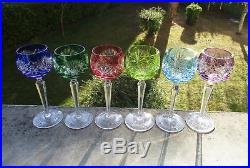 Six anciens verres à Roemer en cristal doublé St Saint Louis Baccarat ou Bohême