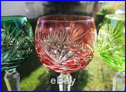 Six anciens verres à Roemer en cristal doublé St Saint Louis Baccarat ou Bohême
