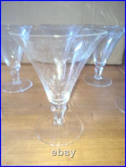 Six verres à eau en cristal décor de fleurs et frise dlg Baccarat St Louis