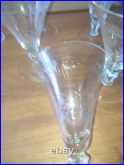 Six verres à eau en cristal décor de fleurs et frise dlg Baccarat St Louis