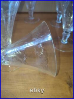 Six verres à eau en cristal décor de fleurs et frise dlg Baccarat St Louis