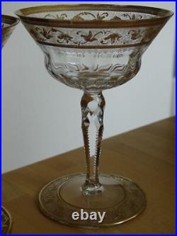 St Louis 2 Anciennes Coupes A Champagne En Cristal Gravure Modele Callot Gold