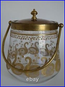 St Louis Ancien Pot A Biscuits En Cristal Modele Liberty Gold 1900