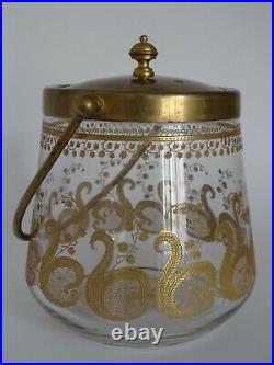 St Louis Ancien Pot A Biscuits En Cristal Modele Liberty Gold 1900
