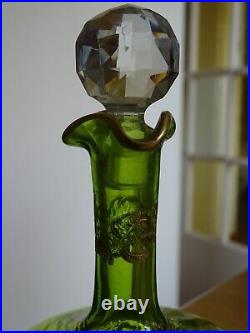St Louis Ancienne Carafe Vert Liqueur Cristal Gravure Art Nouveau Talma 889 Gold