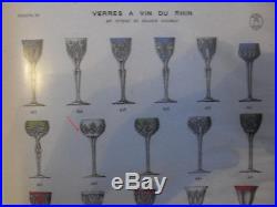 St. Louis Catalogue 1930/ 4 Verres A Vin Du Rhin En Cristal Taille Couleur