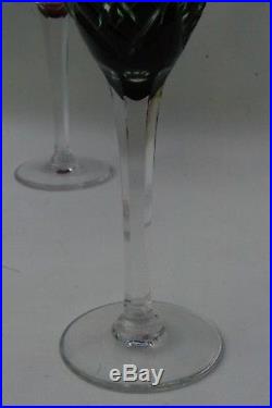 St Louis Chantilly 6 Verres Vin / Roemer de Couleur Cristal taillé / Signés