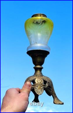 St Louis Etched Kerosene Lamp Lampe A Petrole Cristal Grave Acide Baccarat 19eme