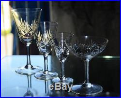 St. Louis Service 7 verres coupes cristal taillé modèle Massenet forme conique