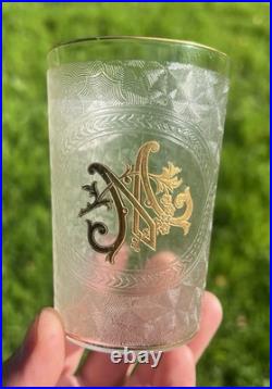 St Louis Verre Gobelet Souvenir Communion Cristal Gravé Monogramme Or Baccarat