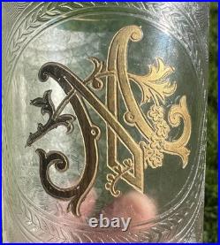 St Louis Verre Gobelet Souvenir Communion Cristal Gravé Monogramme Or Baccarat