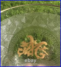 St Louis Verre Gobelet Souvenir Communion Cristal Gravé Monogramme Or Baccarat