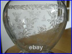 Style Saint Louis Ancienne Carafe A Vin Cristal Gravure Modele Florale Ep 1920